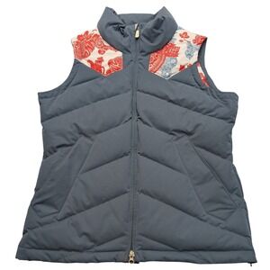 Nike Snowboarding Puffer Vest Womens Medium Blue Down Fill Floral Paisley